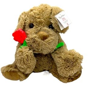 Russell Stover COCO the Love Pup Dog w/Rose Plush 10" Lt Brown Valentine’s Day